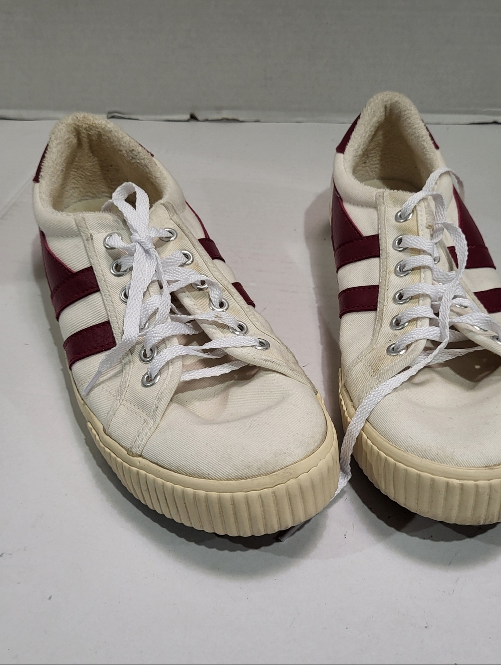 Gola Vegan Canvas Lace-Up Sneakers Tennis Mark Cox Deep Red Size 9